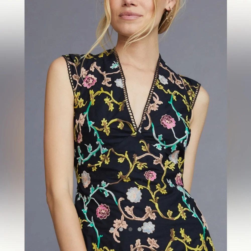 By Anthropologie Embroidered Mini Dress – NWT, Luxe Floral Detail